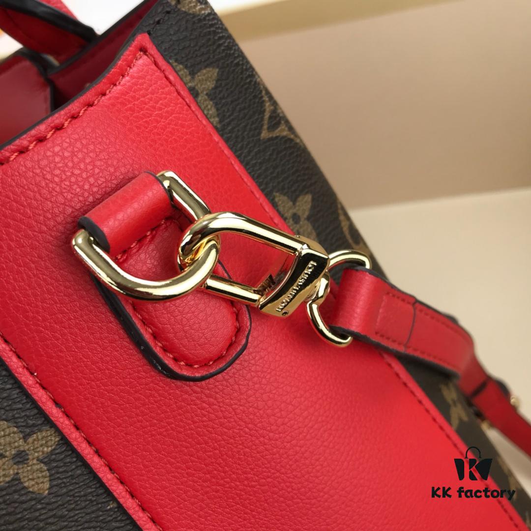 New LV Monogram Leather Handheld, Shoulder and Crossbody Bag Model 55339 with Long Strap