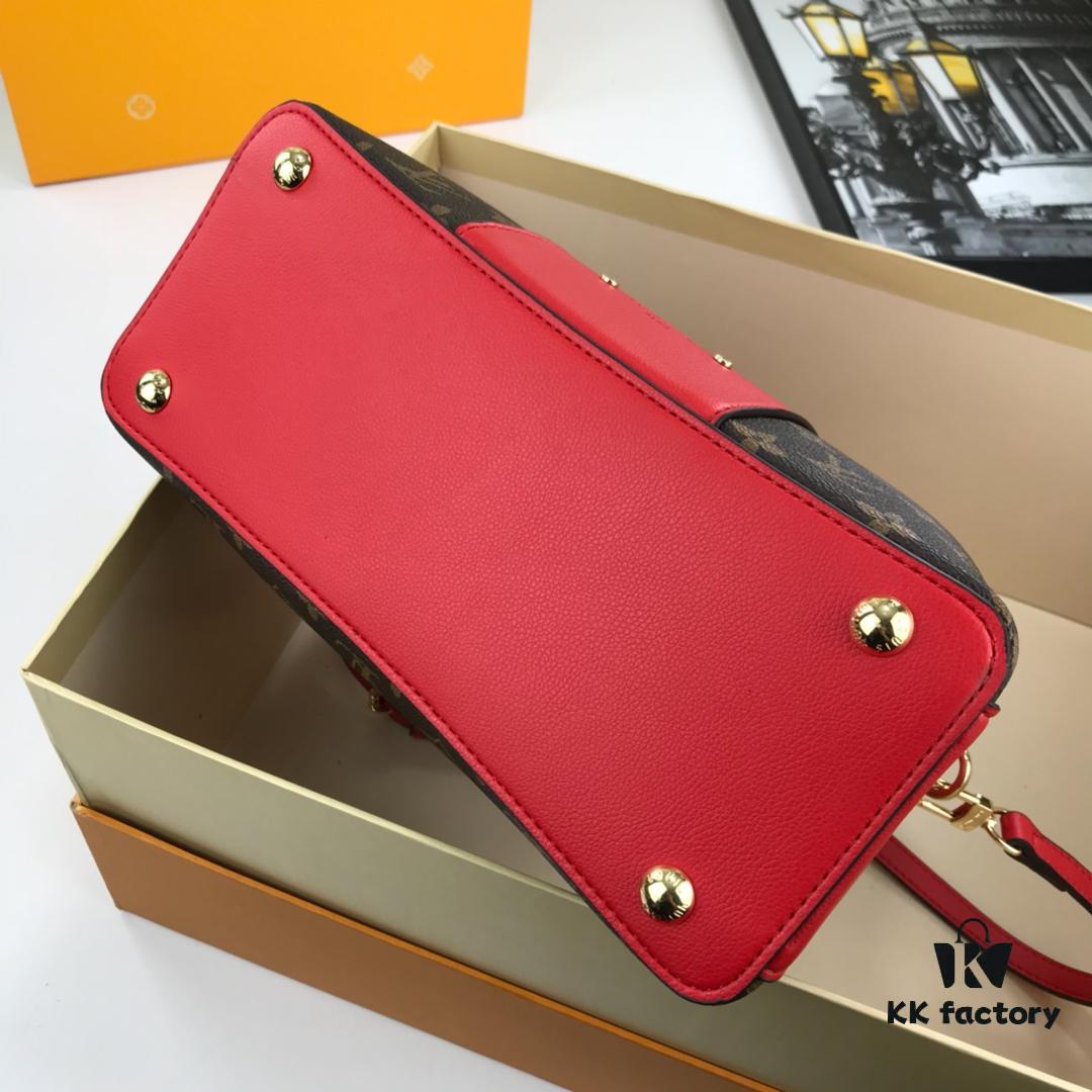 New LV Monogram Leather Handheld, Shoulder and Crossbody Bag Model 55339 with Long Strap