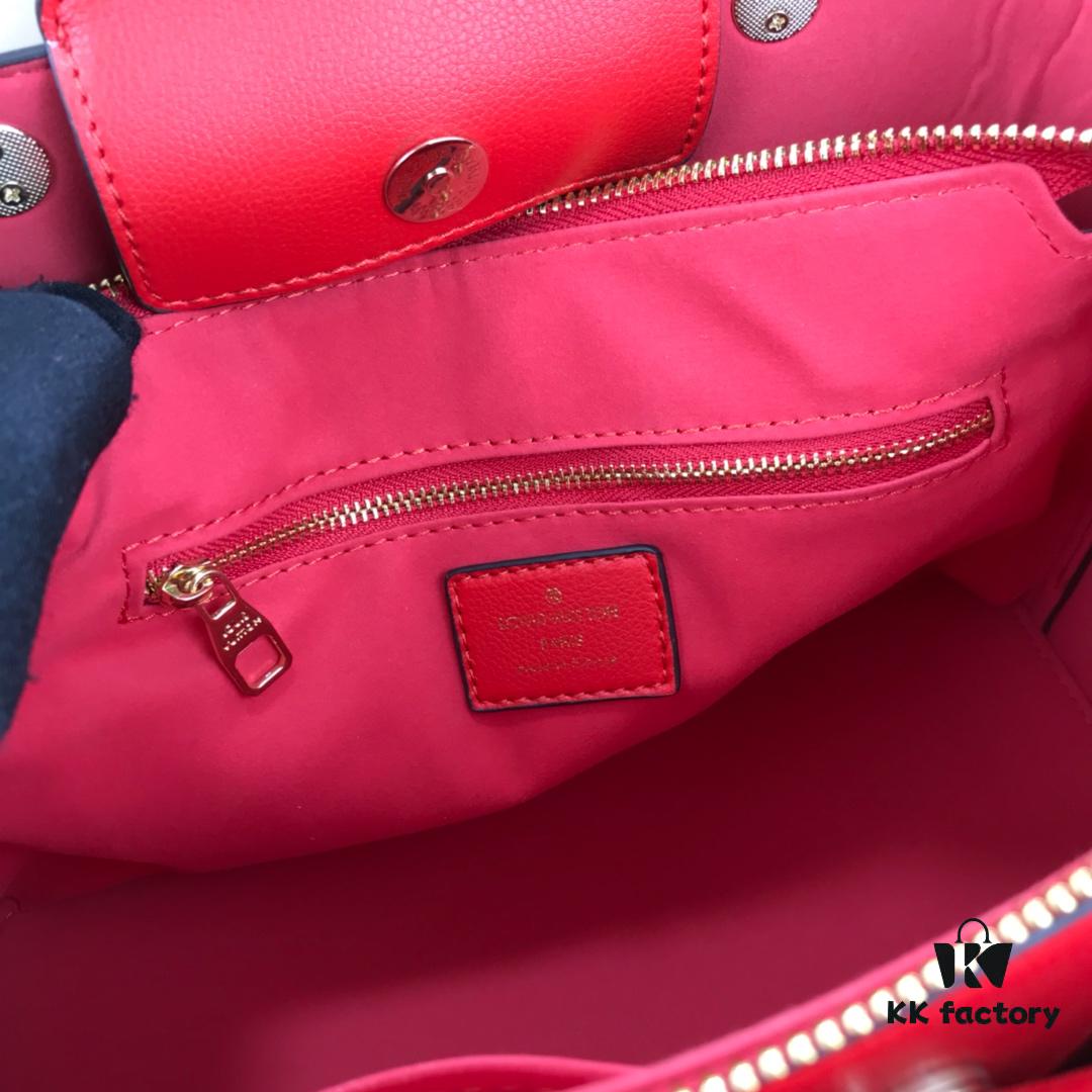 New LV Monogram Leather Handheld, Shoulder and Crossbody Bag Model 55339 with Long Strap