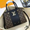 New LV Monogram Leather Handheld, Shoulder and Crossbody Bag Model 55339 with Long Strap