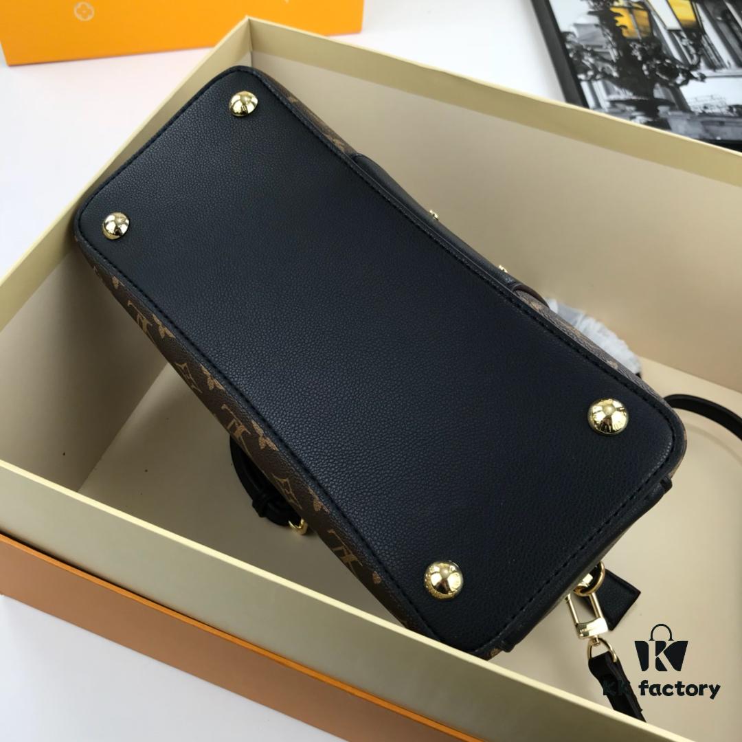 New LV Monogram Leather Handheld, Shoulder and Crossbody Bag Model 55339 with Long Strap