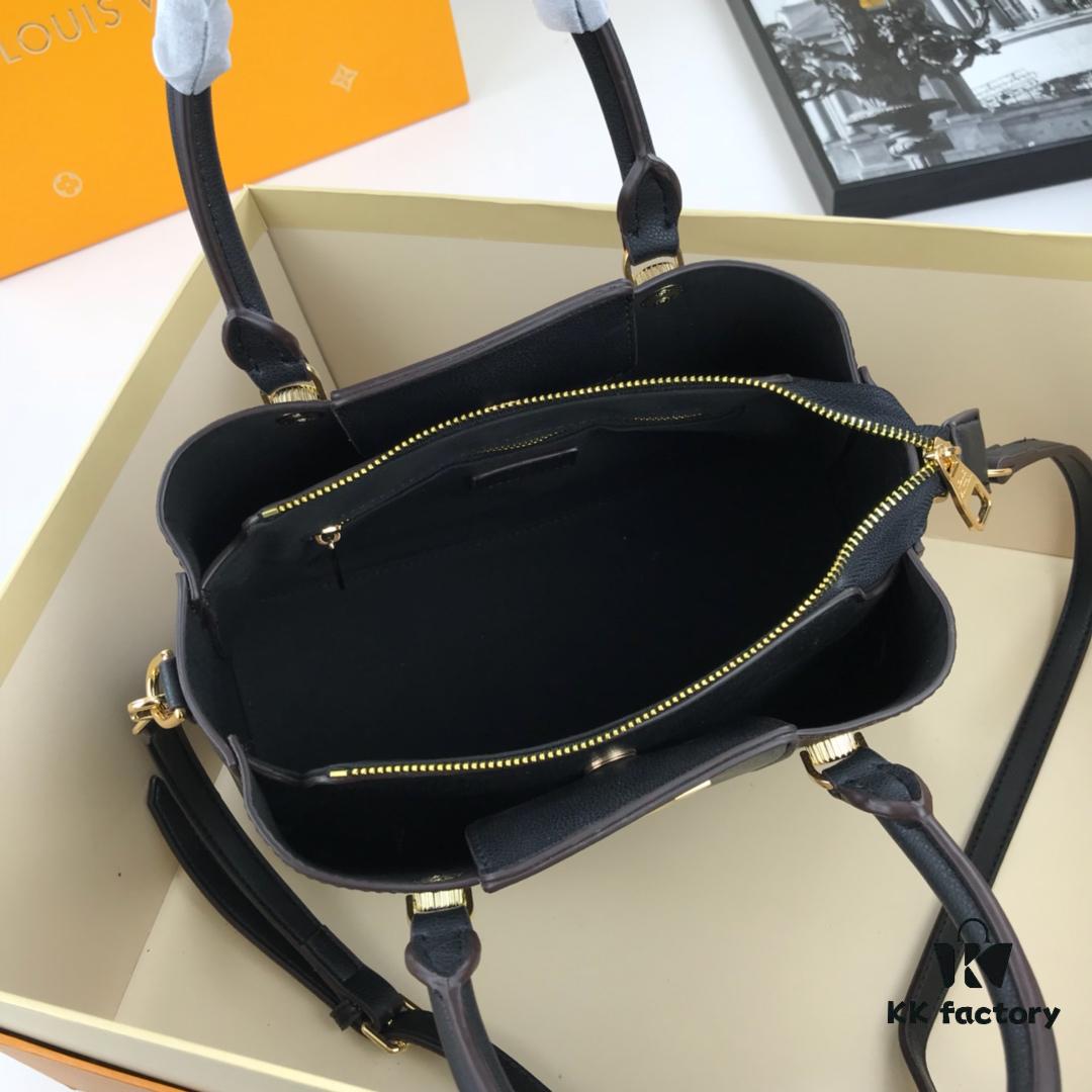 New LV Monogram Leather Handheld, Shoulder and Crossbody Bag Model 55339 with Long Strap