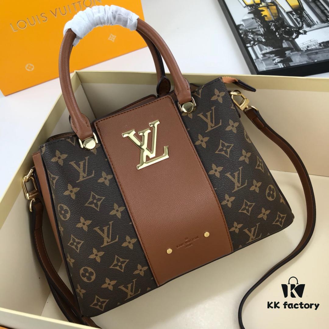 New LV Monogram Leather Handheld Shoulder Crossbody Bag Model 55339 with Long Strap, 2020 New Fashion Women's Bag with Monogram and Genuine Leather Strap