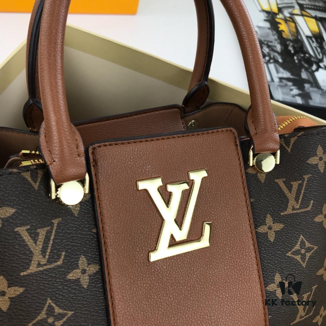 New LV Monogram Leather Handheld Shoulder Crossbody Bag Model 55339 with Long Strap, 2020 New Fashion Women's Bag with Monogram and Genuine Leather Strap