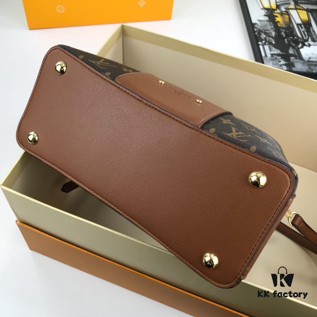 New LV Monogram Leather Handheld Shoulder Crossbody Bag Model 55339 with Long Strap, 2020 New Fashion Women's Bag with Monogram and Genuine Leather Strap