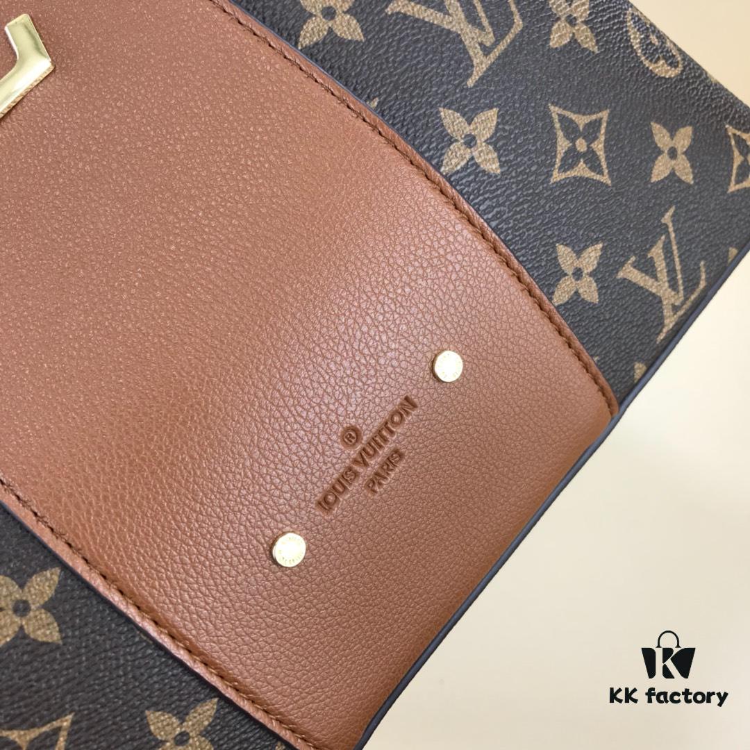 New LV Monogram Leather Handheld Shoulder Crossbody Bag Model 55339 with Long Strap, 2020 New Fashion Women's Bag with Monogram and Genuine Leather Strap