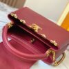 69307f0e6e68136f4d9a74ea Top Quality Original Guangzhou Version M24585 Chestnut Red and Gold Diamond Flower Crown Capucines Handbag
