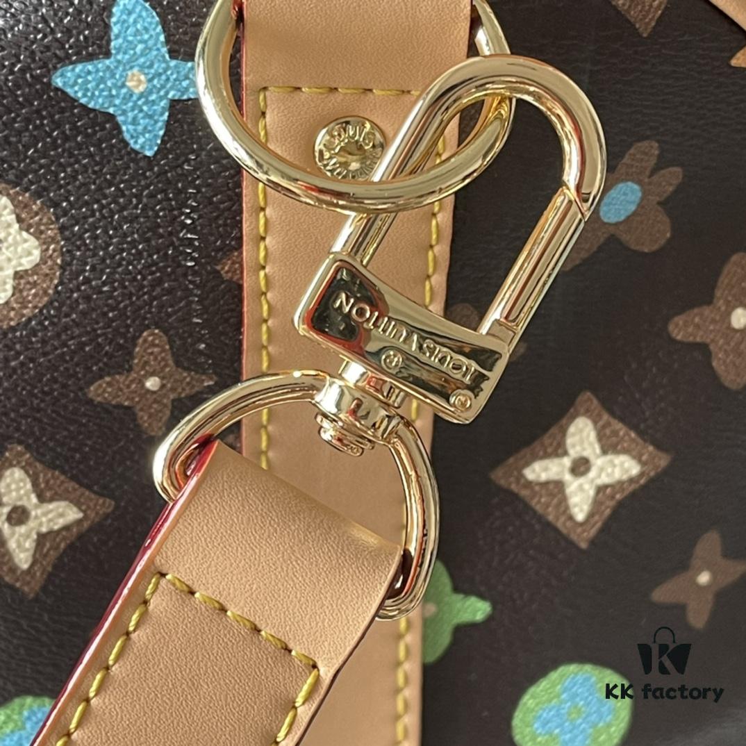 Upgraded Version 250 M24901 Coffee Rainbow M24233 White Rainbow, This Year's Hottest LV X YK Keepall 50 Combines Classic Design with Iconic Details