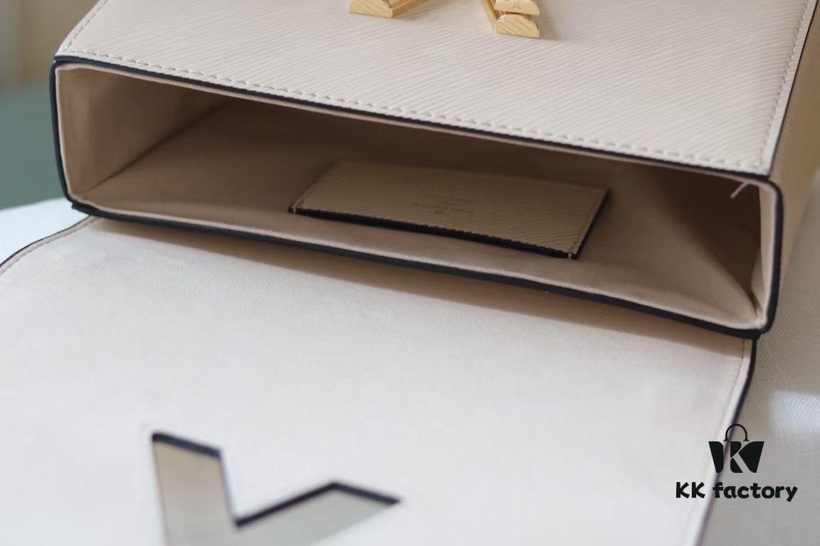 Latest TWIST Collection Top Quality Original Version Model No. 50369/59402/59403/59627/59405 The New Medium Twist Bag Features Dual Chains Embedded with Handcrafted Enamel Monogram Flowers, Exuding Elegance as Both Decoration and Additional Carrying Options, While the LV Twist Lock Preserves Classic Design Elements