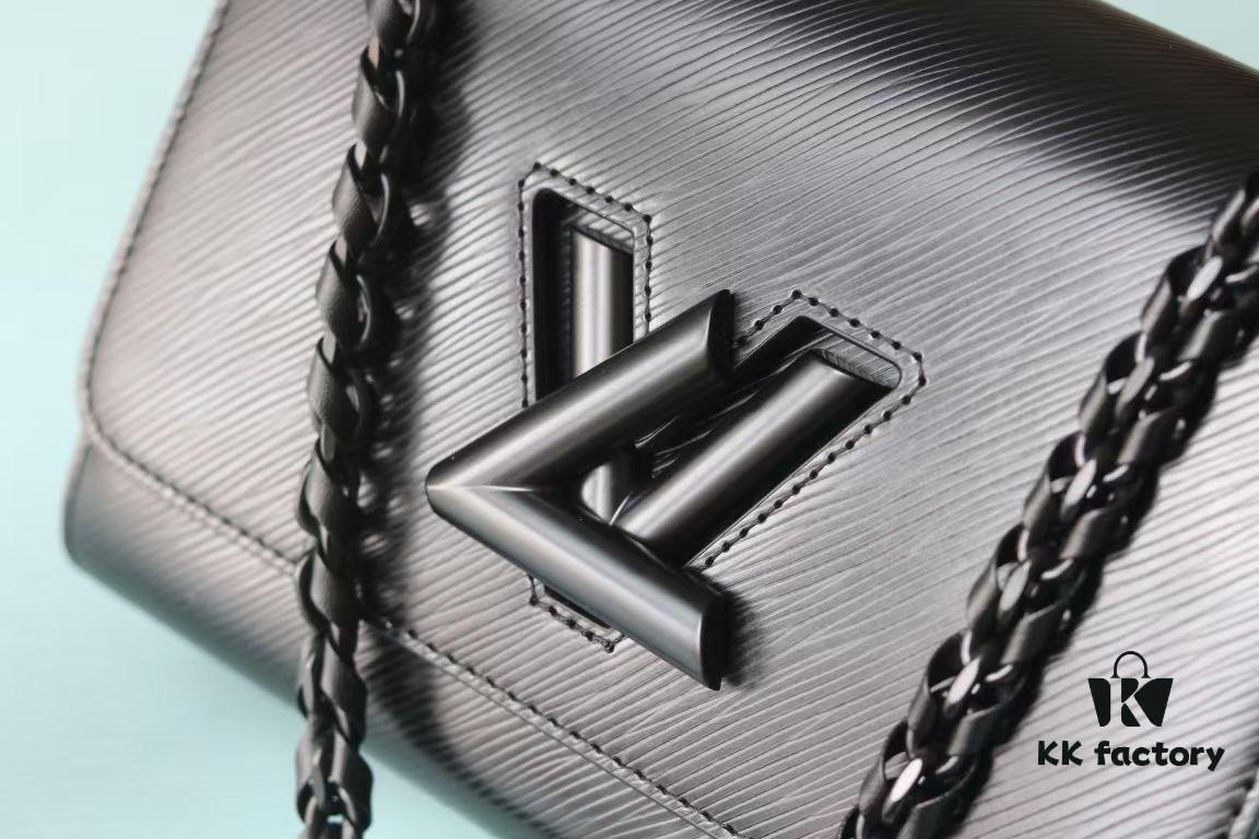 2024 New Black Warrior LV Twist Medium Bag - Upgraded Epi Grain Leather with Twist Lock Design