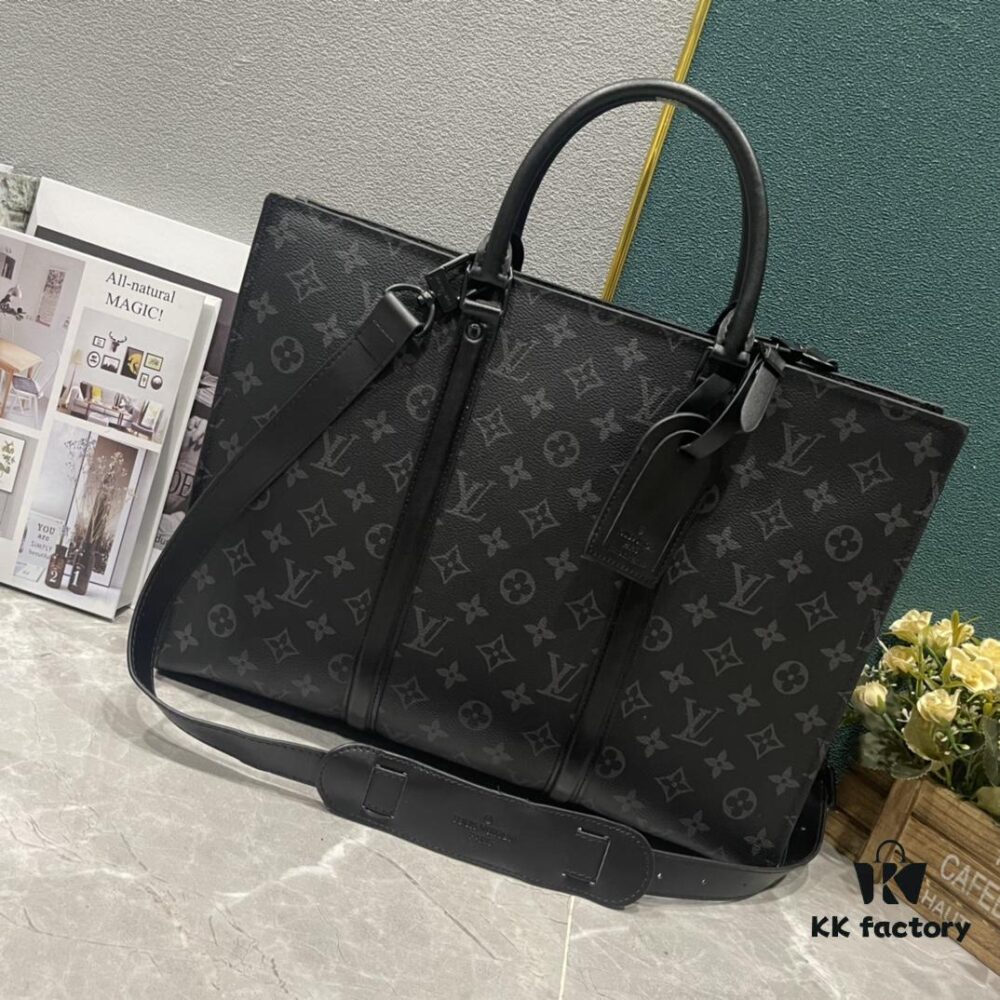 Upgraded Version M45265 Black Floral, Aged Floral, Black Checkered SAC PLAT HORIZONTAL ZIPPÉ Briefcase