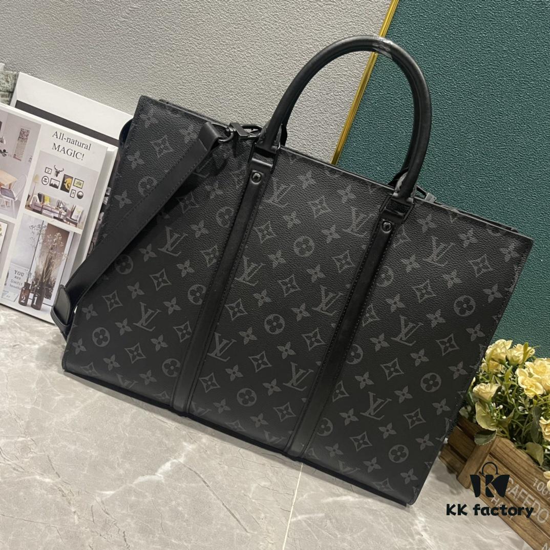 Upgraded Version M45265 Black Floral, Aged Floral, Black Checkered SAC PLAT HORIZONTAL ZIPPÉ Briefcase