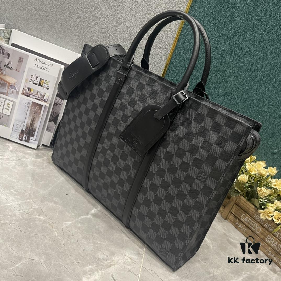 Upgraded Version M45265 Black Floral, Aged Floral, Black Checkered [SAC PLAT HORIZONTAL ZIPPÉ Briefcase]