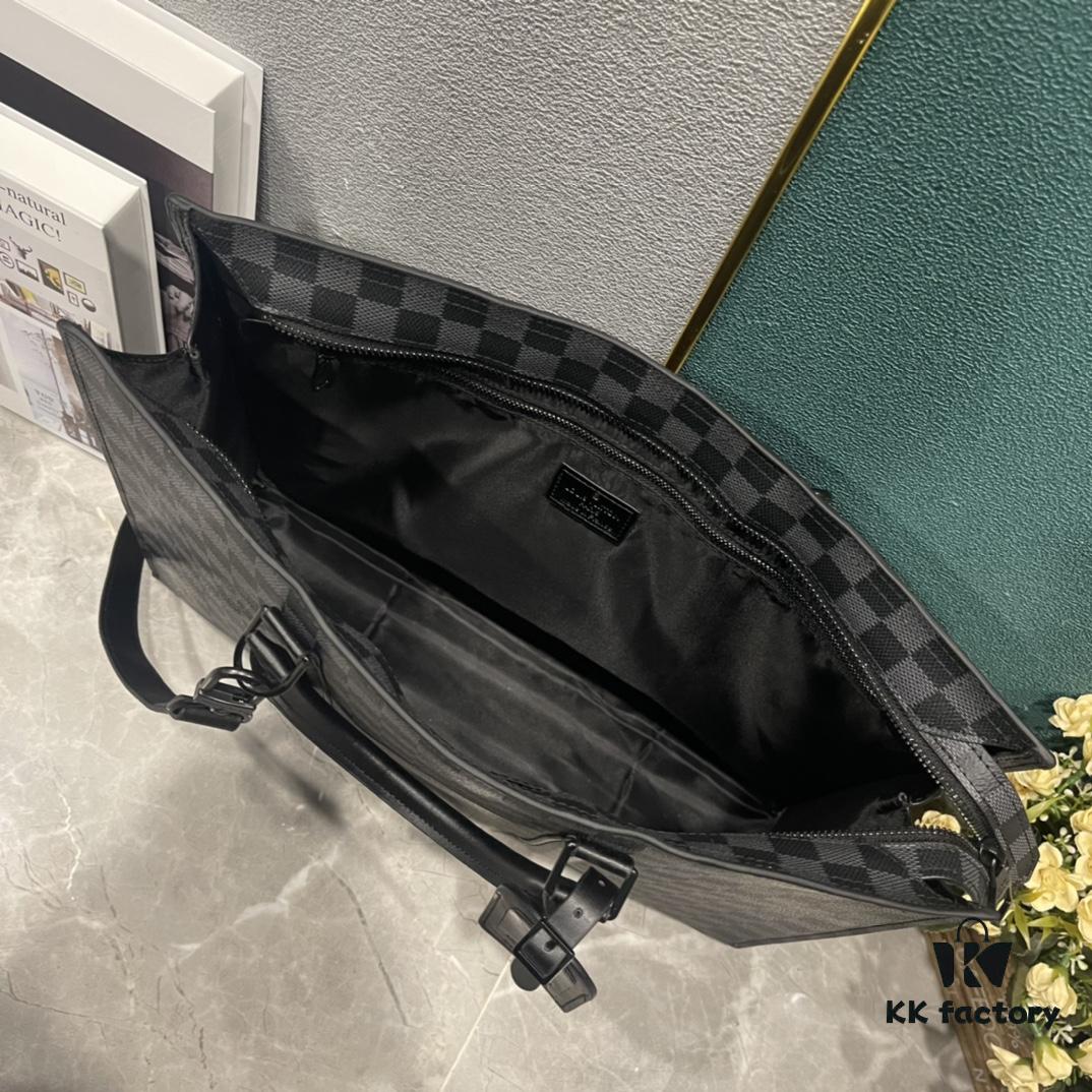 Upgraded Version M45265 Black Floral, Aged Floral, Black Checkered [SAC PLAT HORIZONTAL ZIPPÉ Briefcase]