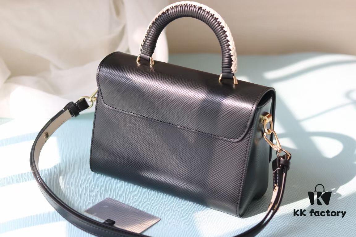 Top Quality Genuine Design! Welcome to Compare Prices! Model No.: 50392/22229/22236. This LV Twist Medium Bag is crafted from Epi grained leather, accented with woven leather wrapping the LV Twist lock and top handle, adding a touch of elegance to its bold silhouette. The detachable and adjustable shoulder strap allows for versatile carrying options—short shoulder, long shoulder, or cross-body wear.