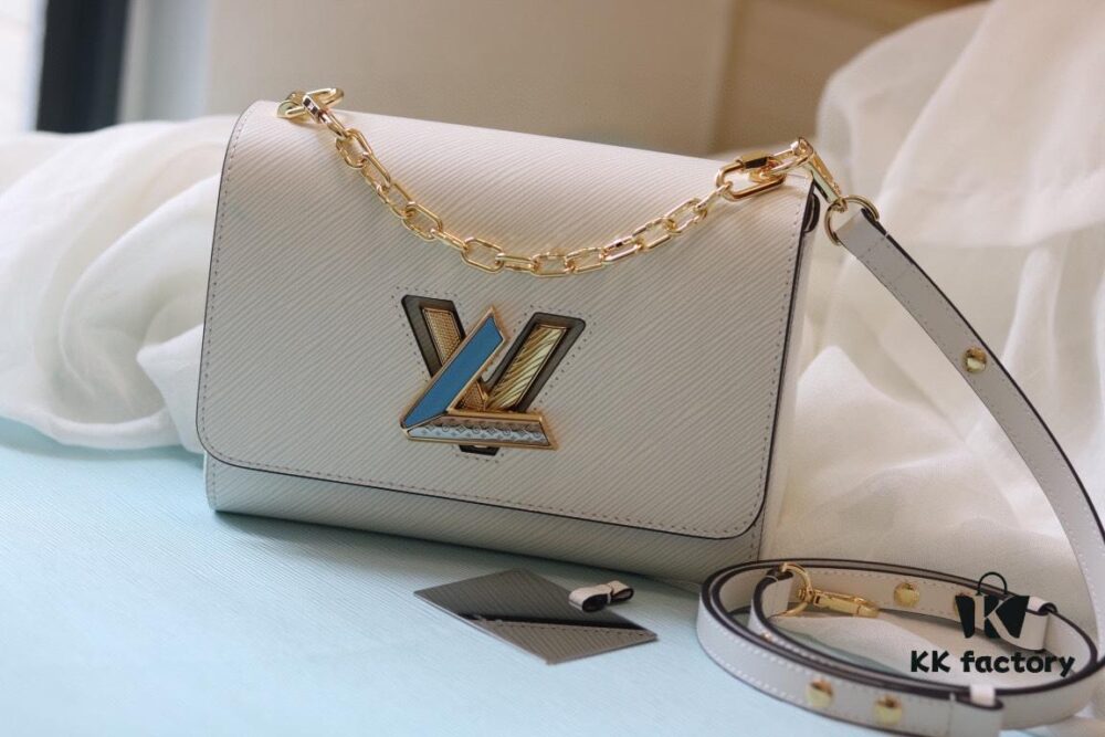 LV 2023 Twist Collection Latest Medium Handbag in Epi Leather with Rhinestones and Enamel