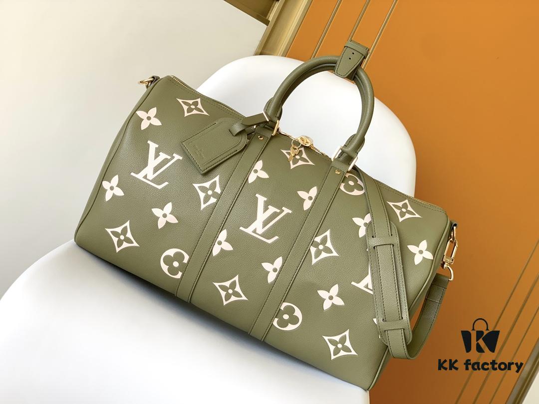 M46670 Black M46671 Green Keepall Bandoulière 45 in Monogram Empreinte Embossed Leather