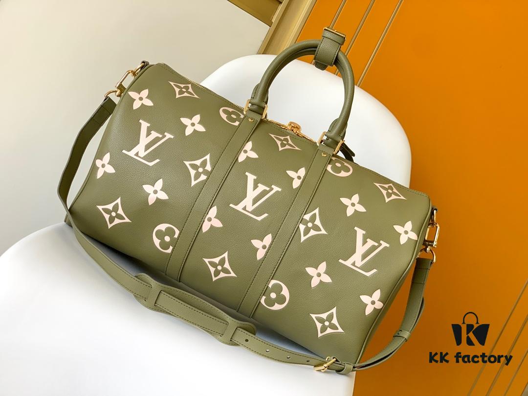 M46670 Black M46671 Green Keepall Bandoulière 45 in Monogram Empreinte Embossed Leather