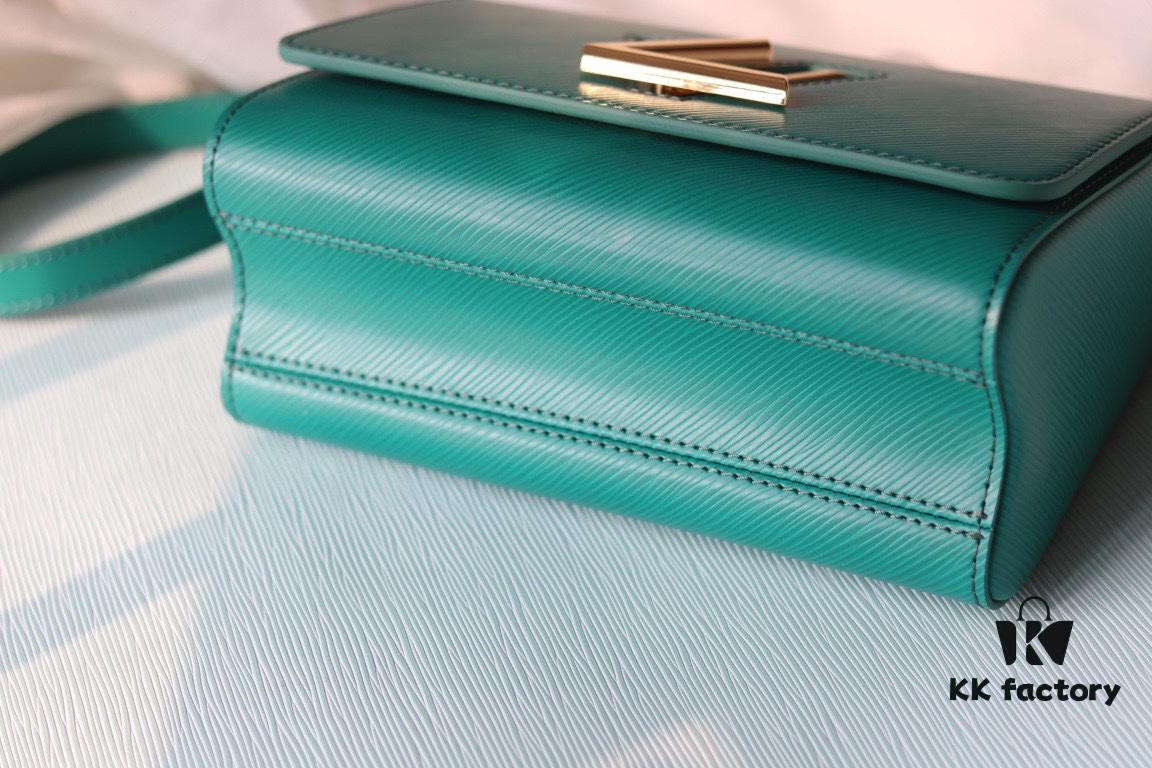 Latest TWIST Collection Top Quality Original Version Model No. 50369/59402/59403/59627/59405 The New Medium Twist Bag Features Hand-Engraved Dual-Tone Chain with Enamel Monogram Flowers