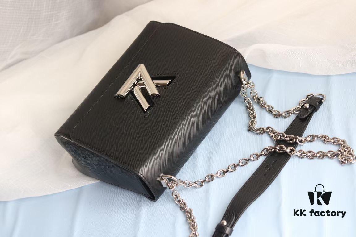 Top Quality Original LV Latest and Hottest Twist Denim Medium Size Handbag, Compact Design with Curved Base, Adjustable Chain for Crossbody or Shoulder Wear