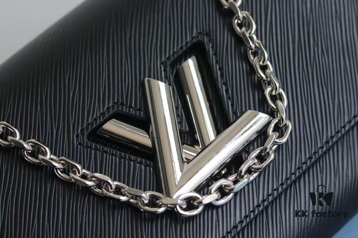 Top Quality Original LV Latest and Hottest Twist Denim Medium Size Handbag, Compact Design with Curved Base, Adjustable Chain for Crossbody or Shoulder Wear