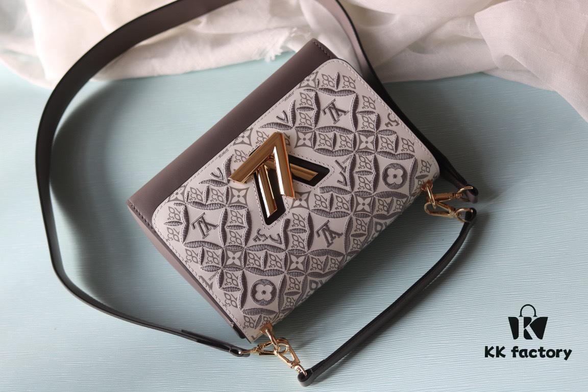 New Arrival / Top Quality Original Design - Model No. 50358 - LV Twist Medium Handbag in Embroidered Calfskin with Since 1854 Motif