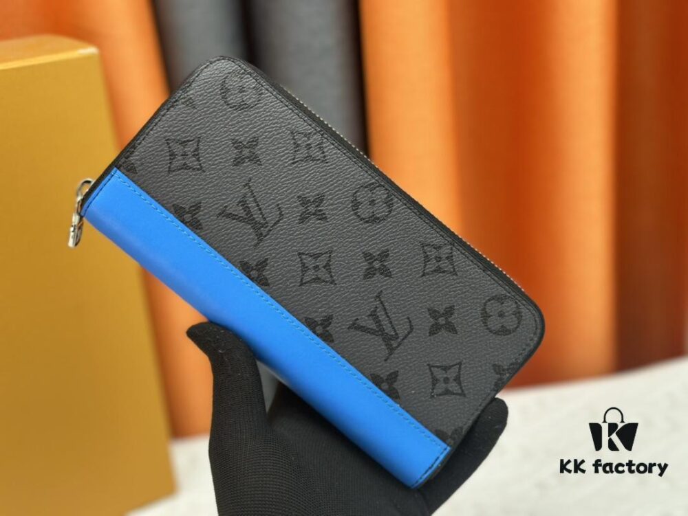 LV Wallet Men's Vertical Zip Wallet Made of Durable Damier Graphite Canvas, Elegant and High-Quality, with Multiple Practical Pockets and Compartments to Easily Store Cash, Credit Cards, and Coins, Size: 20×10cm, Model Numbers: M62295/N63095/63548