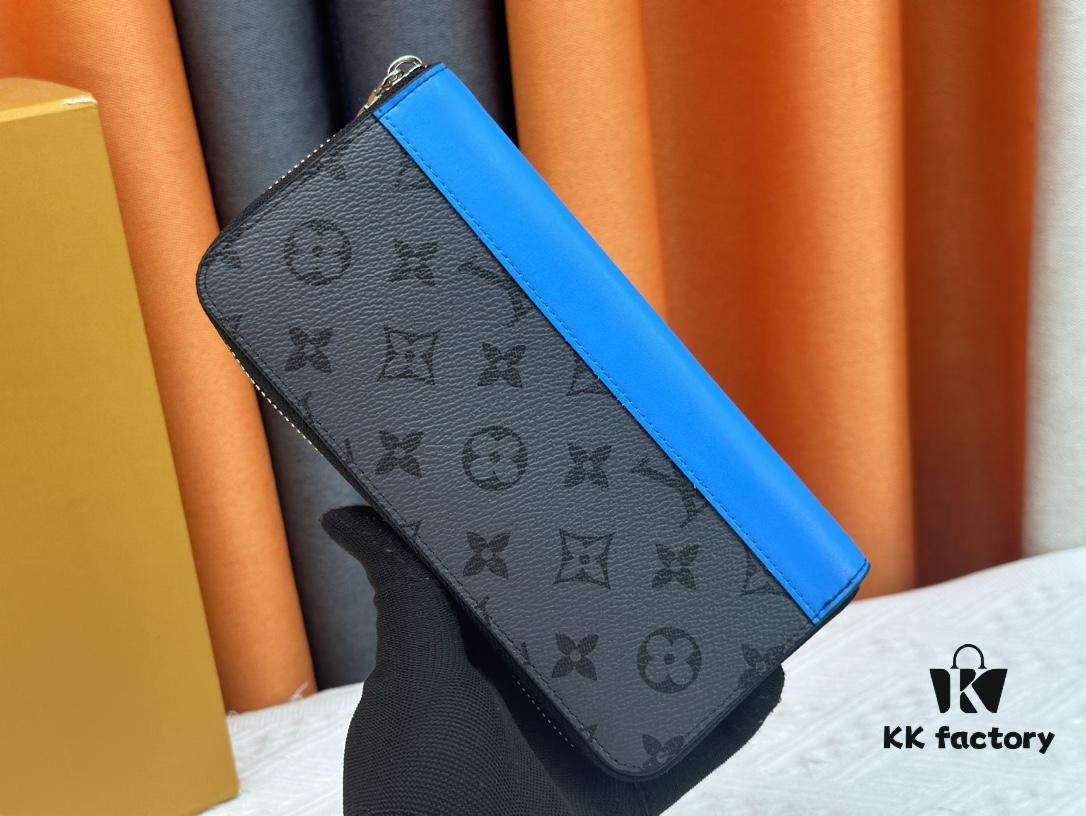 LV Wallet Men's Vertical Zip Wallet Made of Durable Damier Graphite Canvas, Elegant and High-Quality, with Multiple Practical Pockets and Compartments to Easily Store Cash, Credit Cards, and Coins, Size: 20×10cm, Model Numbers: M62295/N63095/63548