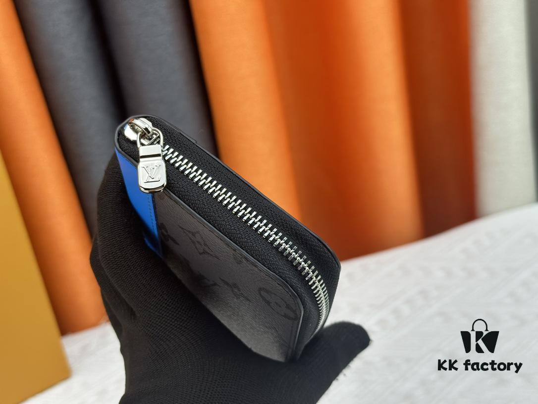 LV Wallet Men's Vertical Zip Wallet Made of Durable Damier Graphite Canvas, Elegant and High-Quality, with Multiple Practical Pockets and Compartments to Easily Store Cash, Credit Cards, and Coins, Size: 20×10cm, Model Numbers: M62295/N63095/63548