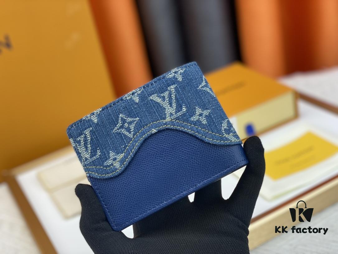 LV M81020 Slender Wallet in Black and Blue