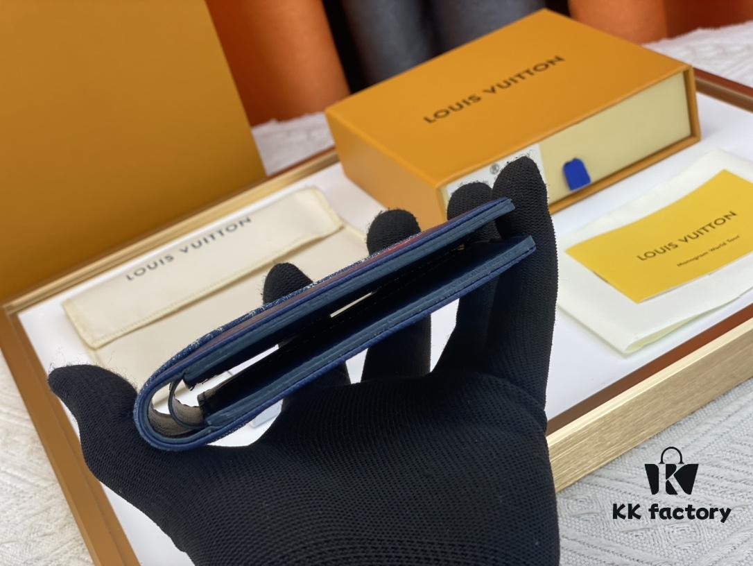 LV M81020 Slender Wallet in Black and Blue