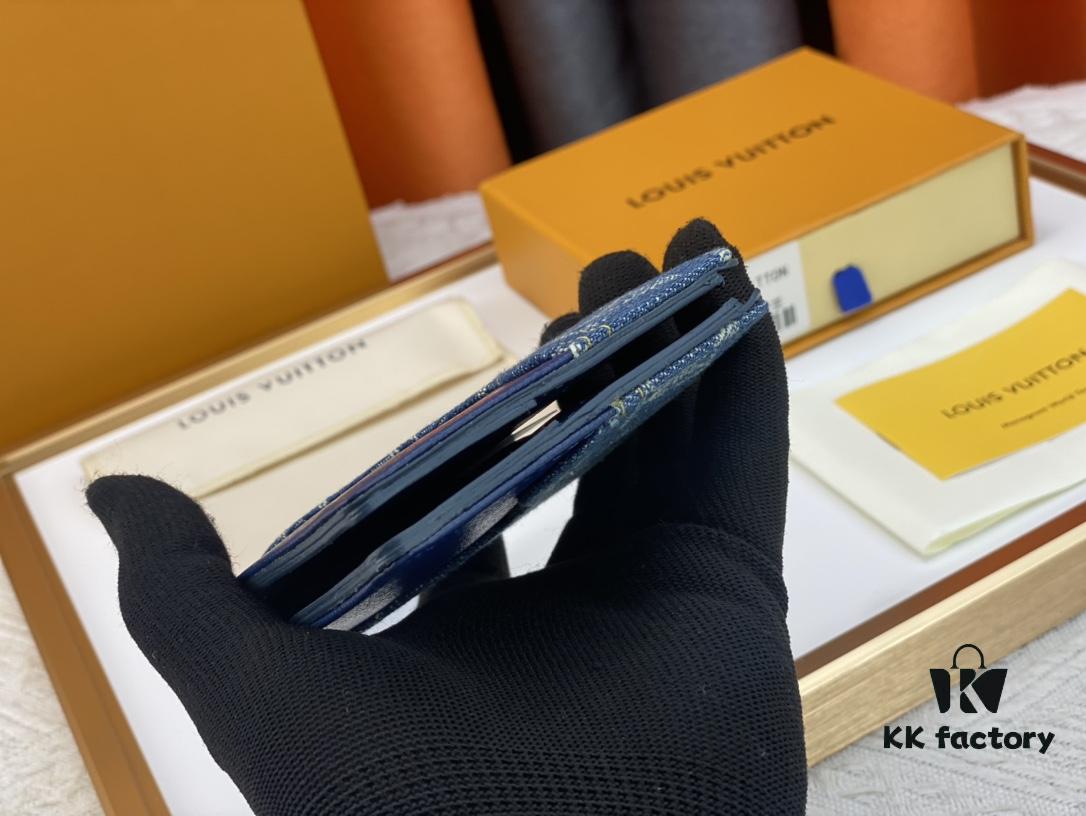 LV M81020 Slender Wallet in Black and Blue