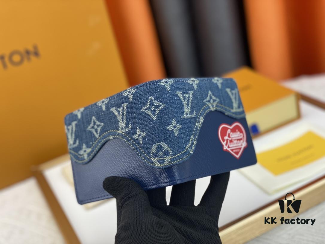 LV M81020 Slender Wallet in Black and Blue