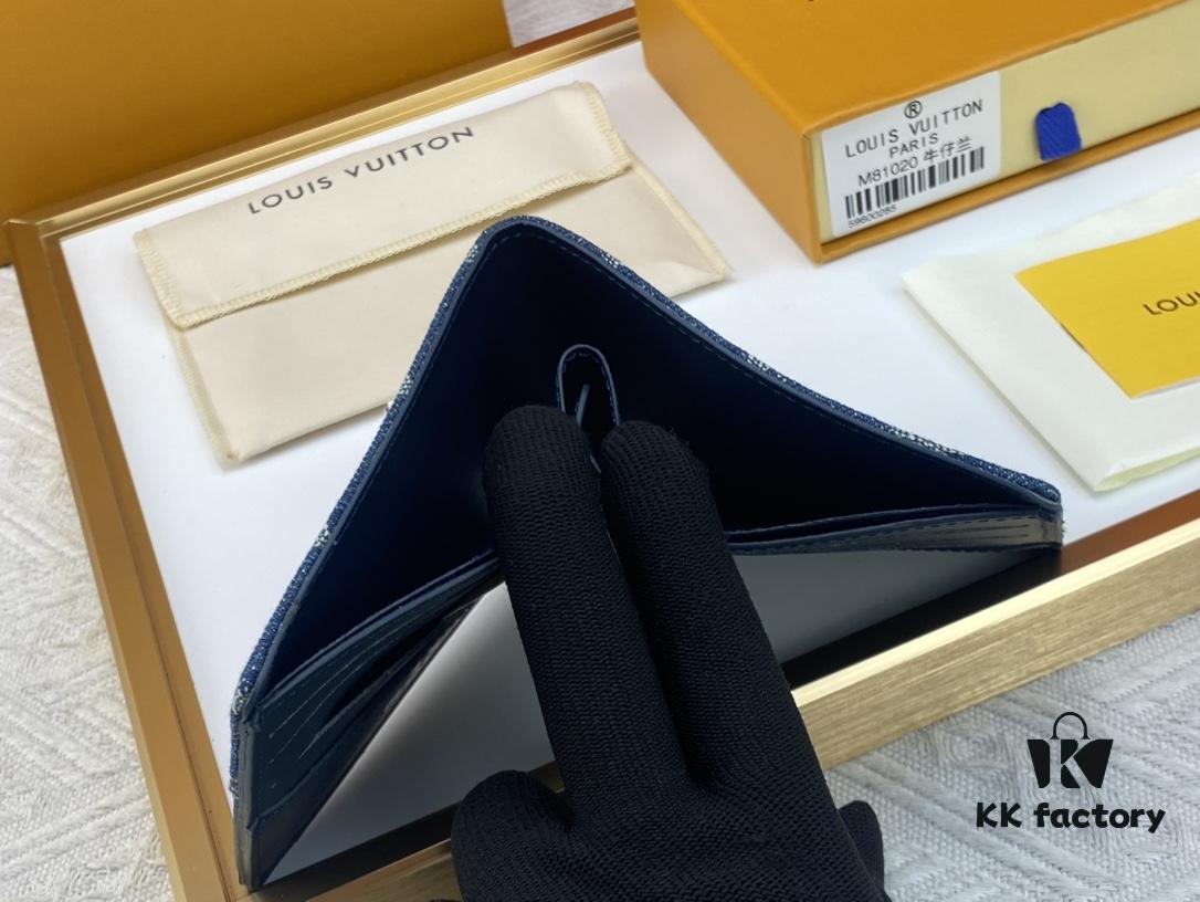 LV M81020 Slender Wallet in Black and Blue
