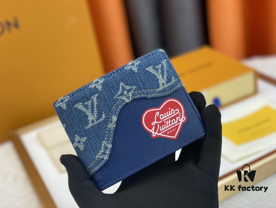 LV M81020 Slender Wallet in Black and Blue