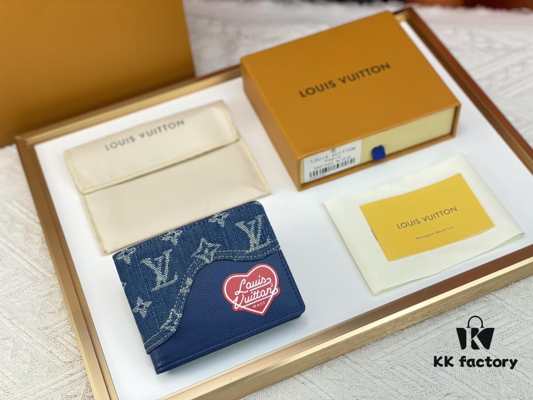 LV M81020 Slender Wallet in Black and Blue