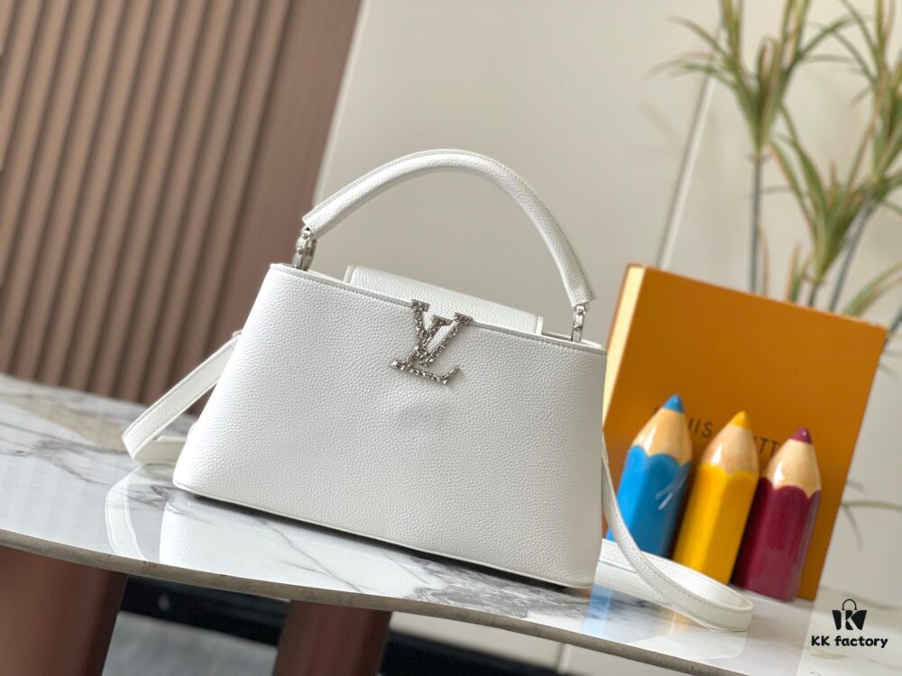Upgraded M24664 Capucines East West Medium Handbag from the LV Crush Collection