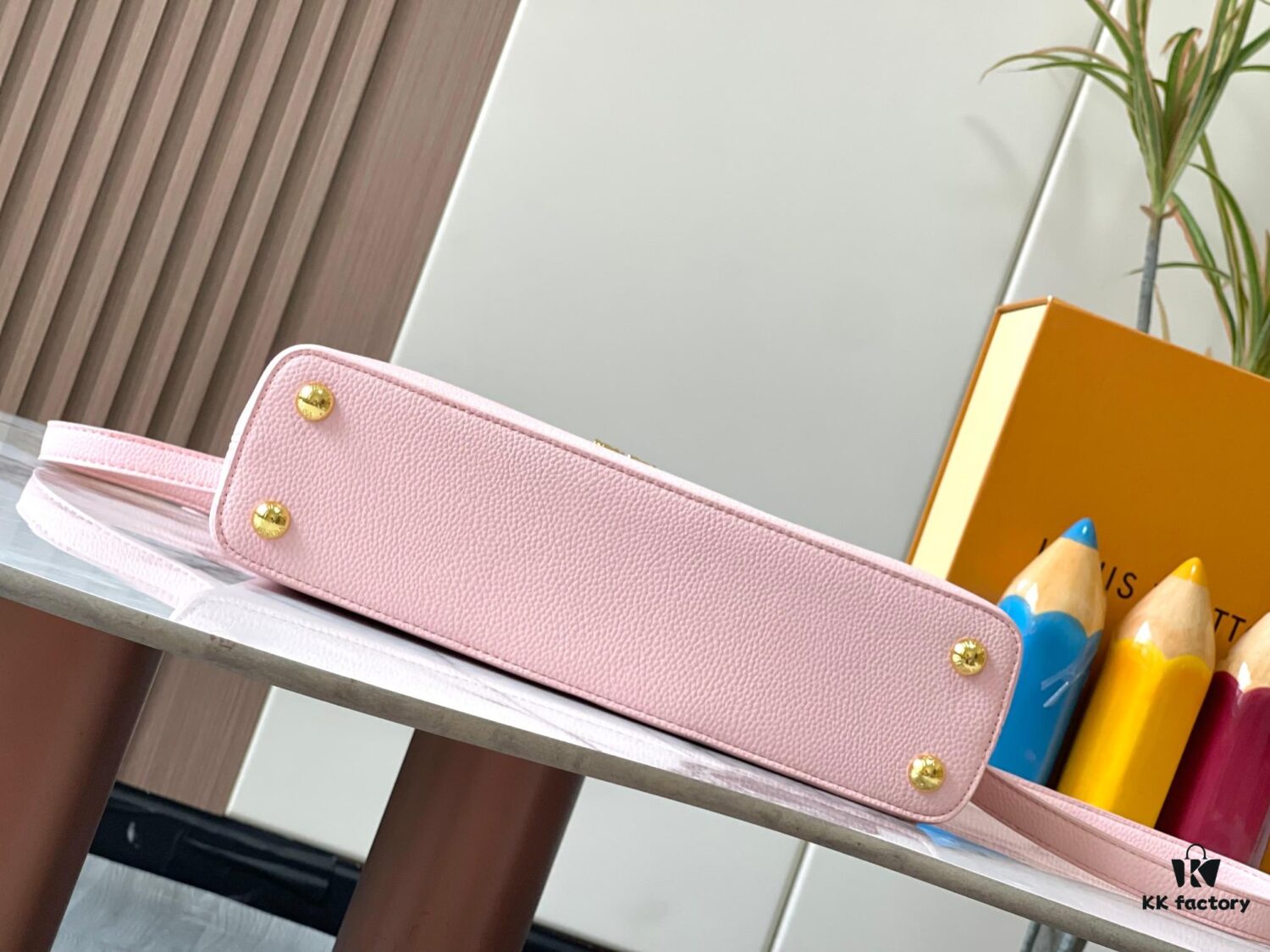 Upgraded M24664 Capucines East West Medium Handbag from the LV Crush Collection