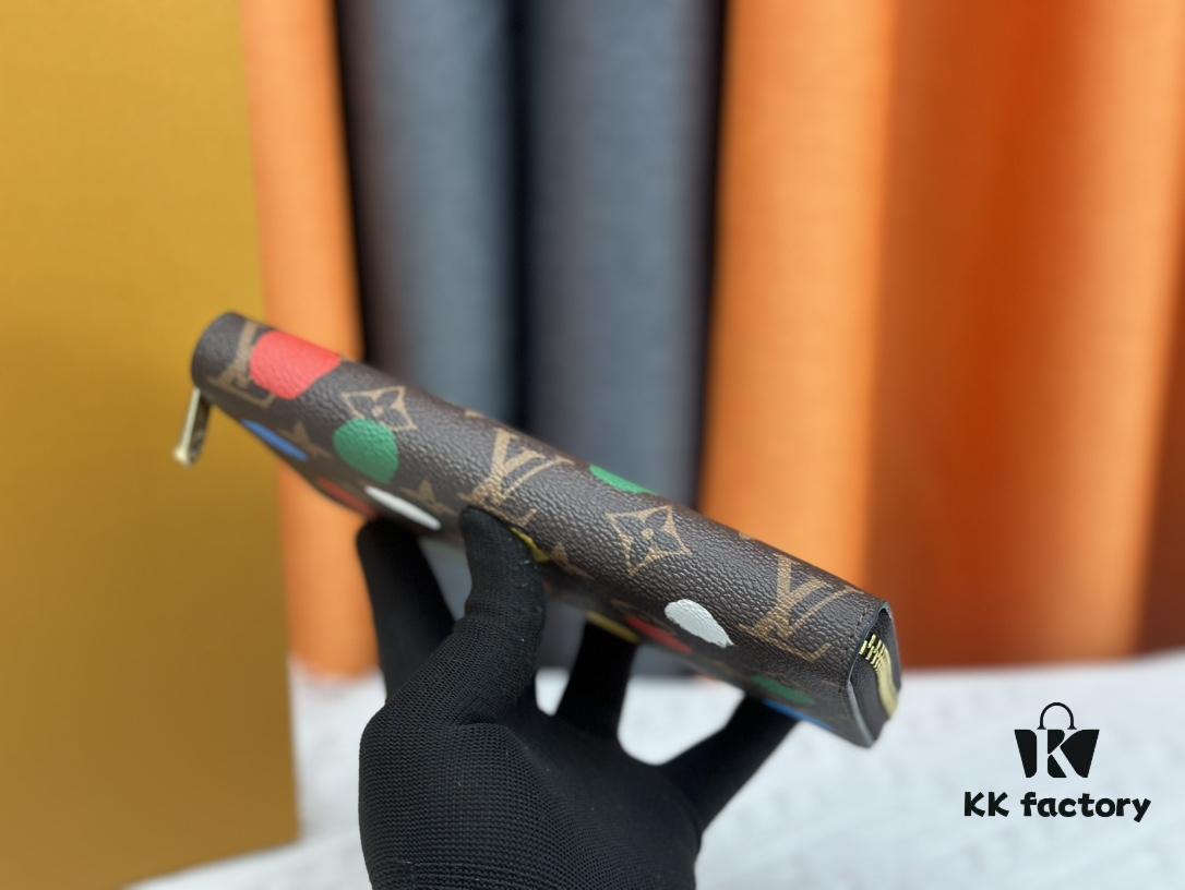 Wallet M60017 Red Dot (80828) Zippy Zipper Wallet - Printed Canvas Edition with Large LV Letters and Monogram Flowers