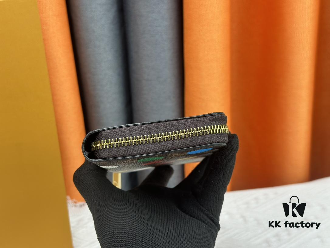 Wallet M60017 Red Dot (80828) Zippy Zipper Wallet - Printed Canvas Edition with Large LV Letters and Monogram Flowers