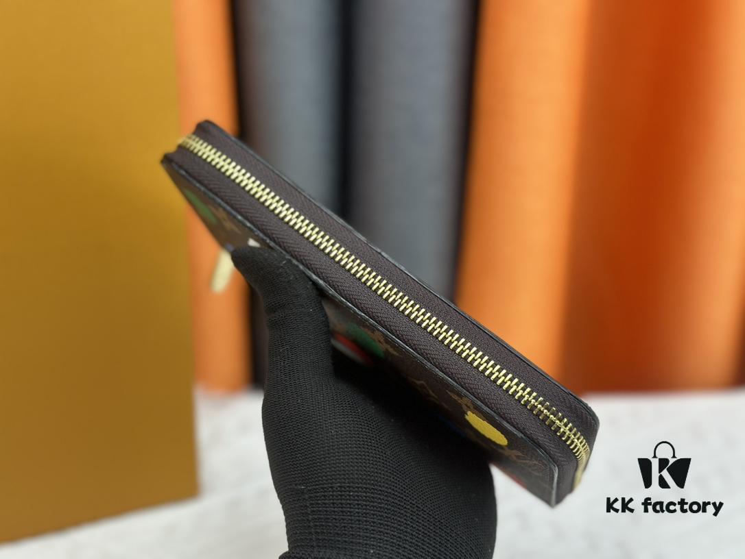 Wallet M60017 Red Dot (80828) Zippy Zipper Wallet - Printed Canvas Edition with Large LV Letters and Monogram Flowers