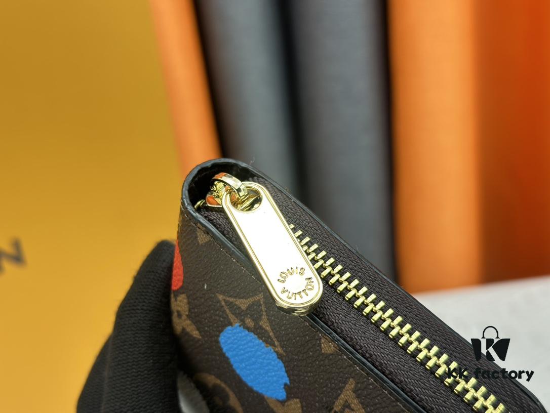 Wallet M60017 Red Dot (80828) Zippy Zipper Wallet - Printed Canvas Edition with Large LV Letters and Monogram Flowers