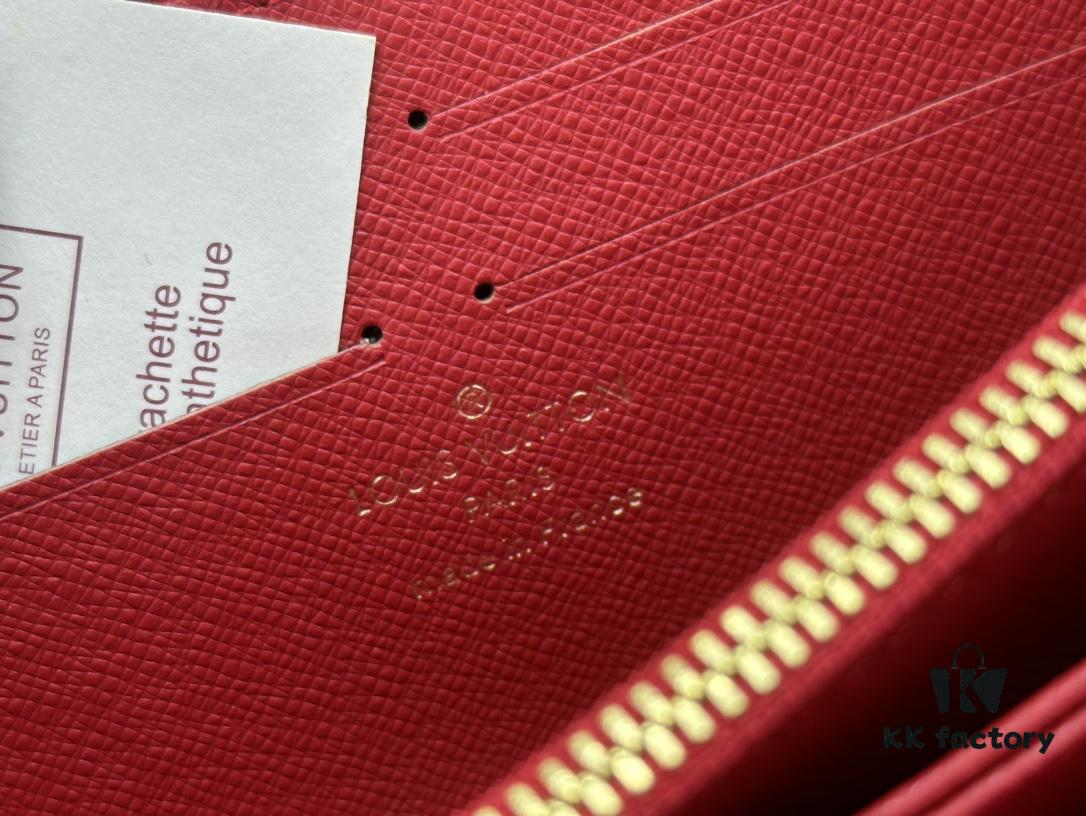 Wallet M60017 Red Dot (80828) Zippy Zipper Wallet - Printed Canvas Edition with Large LV Letters and Monogram Flowers