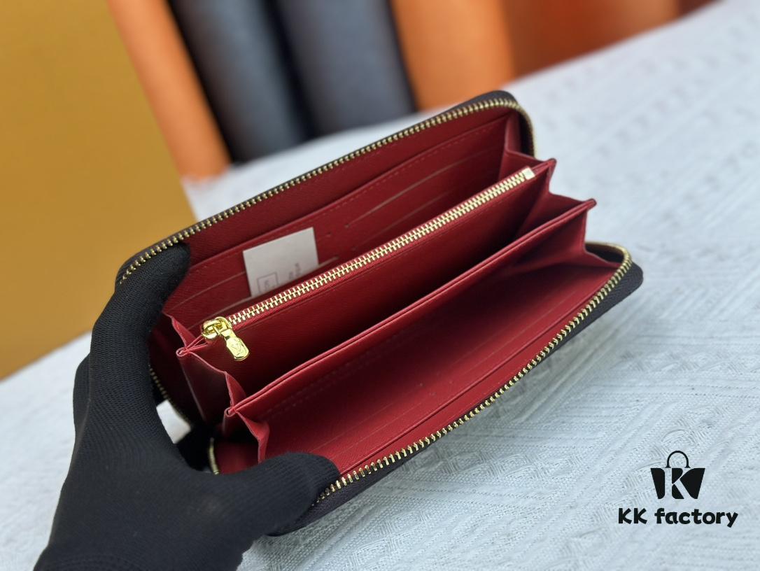 Wallet M60017 Red Dot (80828) Zippy Zipper Wallet - Printed Canvas Edition with Large LV Letters and Monogram Flowers