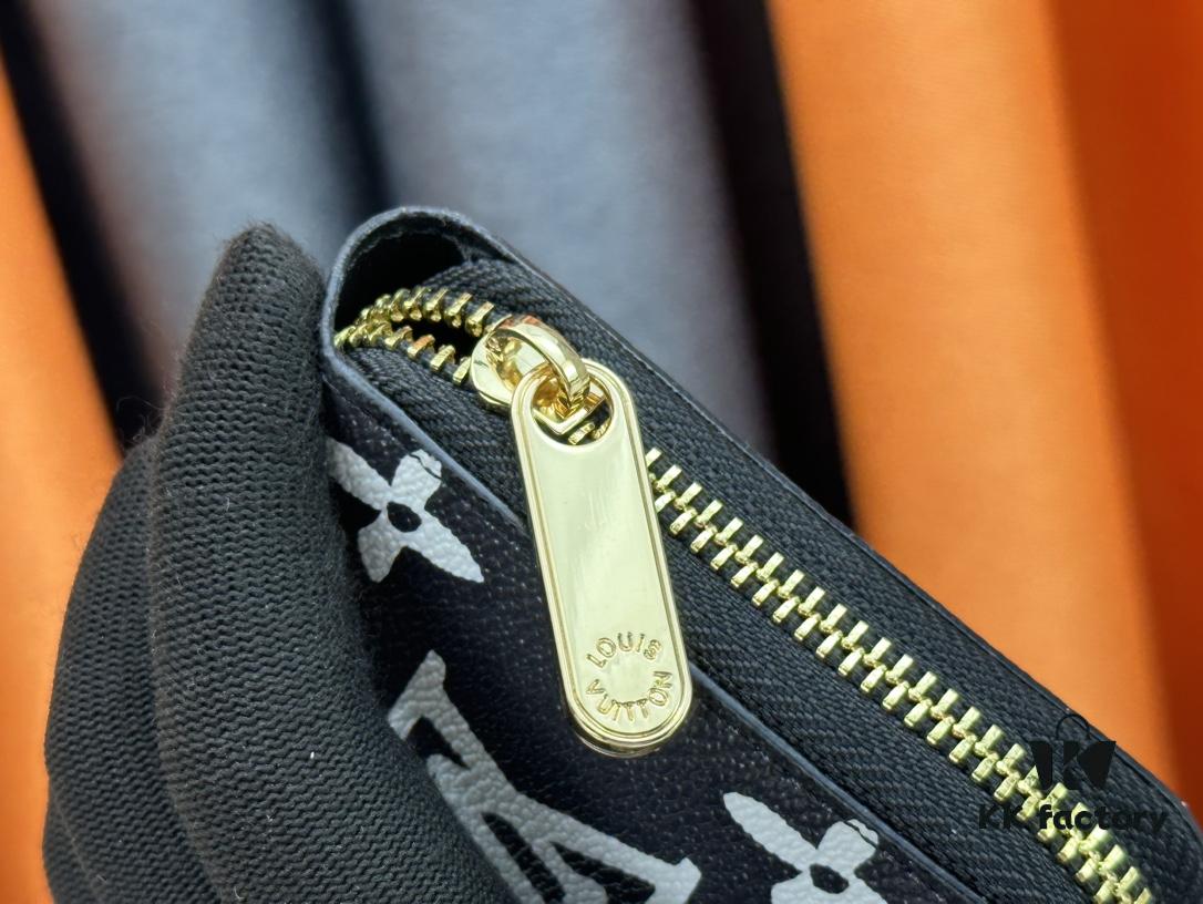 Wallet M60017 (80828) Zippy Zipper Wallet, Printed Canvas Edition with Large LV Letters and Monogram Floral Pattern