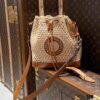 New Large Batch LV NOE PURSE Bucket Handbag with Raffia and Leather Trim