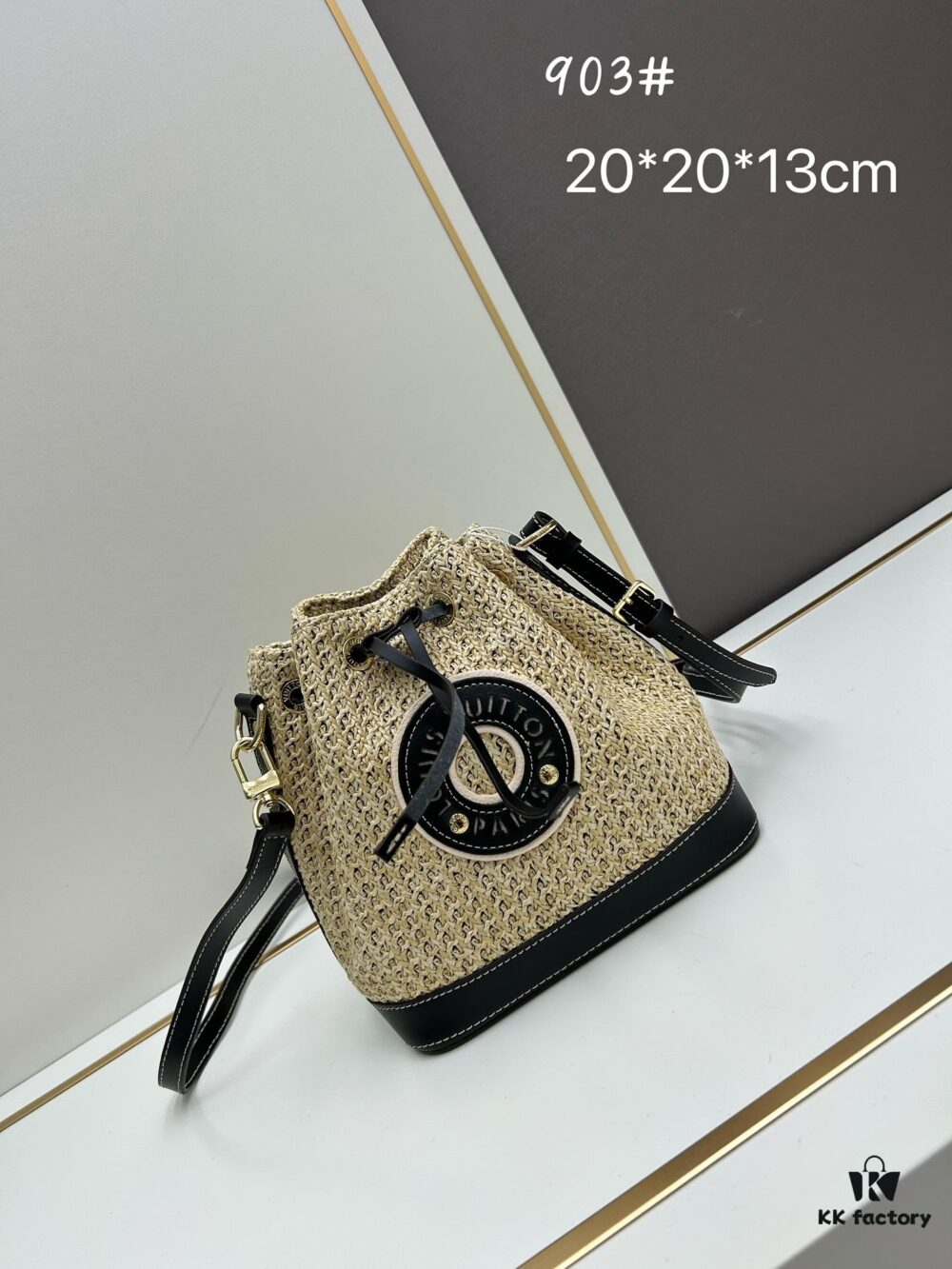 New Large Batch LV NOE PURSE Bucket Handbag with Raffia and Leather Trim