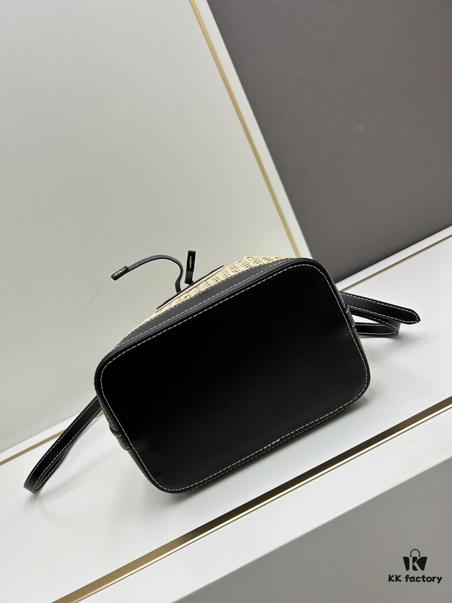 New Large Batch LV NOE PURSE Bucket Handbag with Raffia and Leather Trim