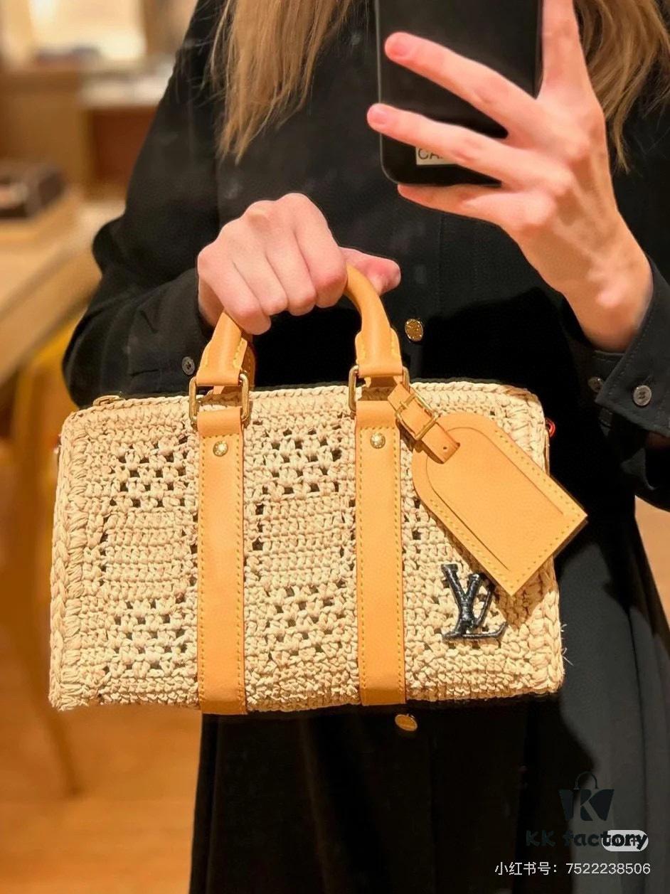 New Arrival LV Straw Keepall Pillow Bag