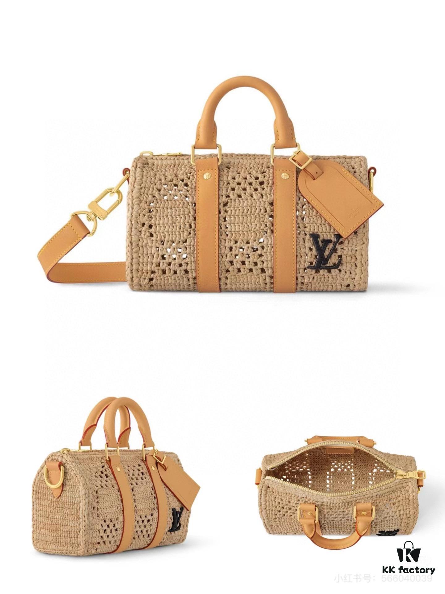 New Arrival LV Straw Keepall Pillow Bag